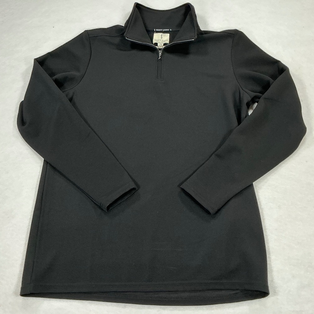 Scott James Mens Quarter Zip Pullover Black Ribbed SJHSM3100758 NWT Large